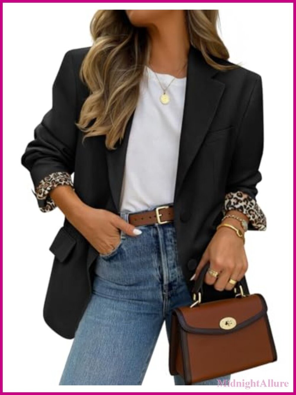 Oversized Open Front Button Blazer Business Casual Lapel Jacket